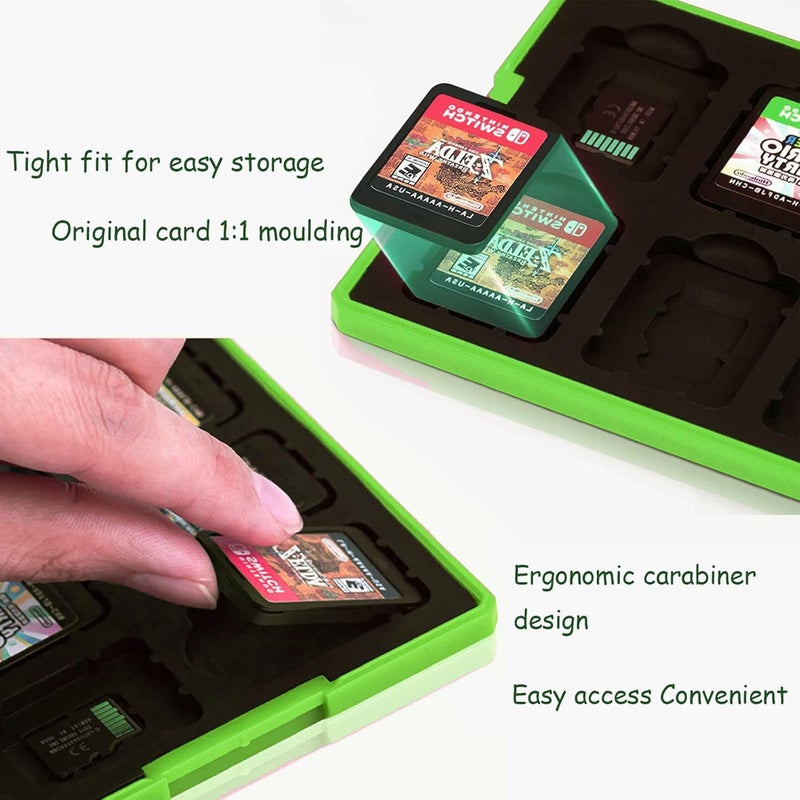 doepeBAE Switch Game Card Case - Portable Hard Shell Storage with 12 Card Slots (L Green) - Image 3